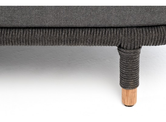 "Верона" диван 3-местный плетеный из роупа, каркас алюминий темно-серый (RAL7024) муар, роуп темно-серый круглый, ткань темно-серая 027 в Ростове-на-Дону