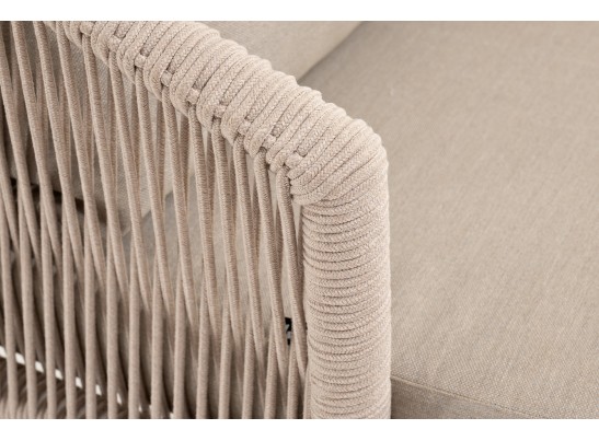 "Верона" кресло плетеное из роупа, каркас алюминий белый муар, роуп бежевый круглый, ткань бежевая 052 в Ростове-на-Дону