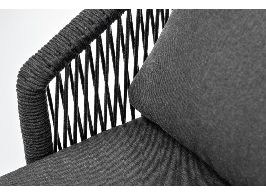 "Верона" кресло плетеное из роупа, каркас алюминий темно-серый (RAL7024) муар, роуп темно-серый круглый, ткань темно-серая 027 в Ростове-на-Дону