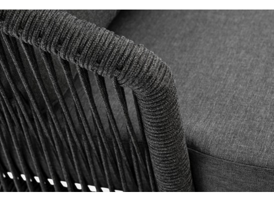 "Верона" кресло плетеное из роупа, каркас алюминий темно-серый (RAL7024) муар, роуп темно-серый круглый, ткань темно-серая 027 в Ростове-на-Дону