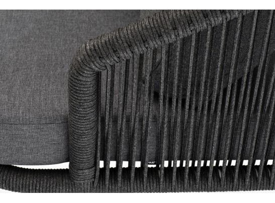 "Верона" кресло плетеное из роупа, каркас алюминий темно-серый (RAL7024) муар, роуп темно-серый круглый, ткань темно-серая 027 в Ростове-на-Дону