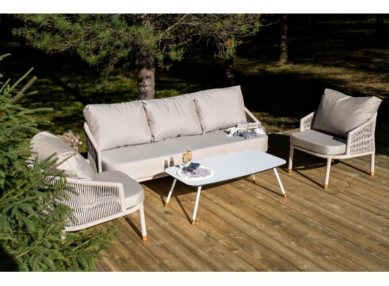 "Верона" лаунж-зона 5-местная плетеная из роупа (веревки), каркас алюминиевый белый, роуп бежевый в Ростове-на-Дону "Верона" лаунж-зона 5-местная плетеная из роупа (веревки), каркас алюминиевый белый, роуп бежевый в Ростове-на-Дону