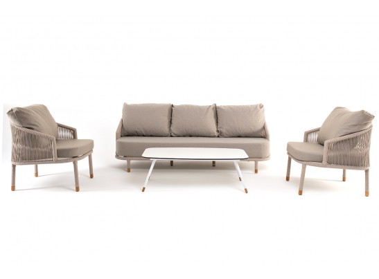 "Верона" лаунж-зона 5-местная плетеная из роупа (веревки), каркас алюминиевый белый, роуп бежевый в Ростове-на-Дону "Верона" лаунж-зона 5-местная плетеная из роупа (веревки), каркас алюминиевый белый, роуп бежевый в Ростове-на-Дону