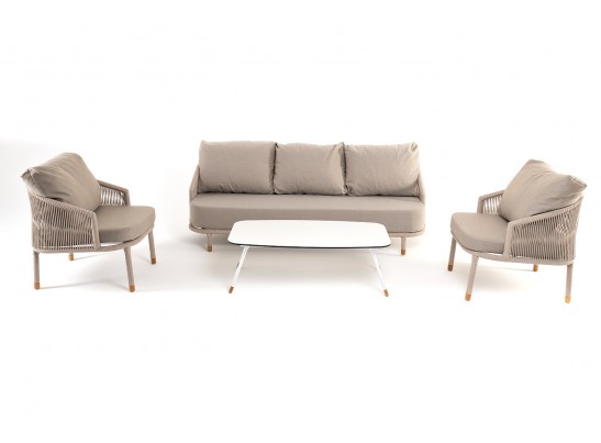 "Верона" лаунж-зона 5-местная плетеная из роупа (веревки), каркас алюминиевый белый, роуп бежевый в Ростове-на-Дону "Верона" лаунж-зона 5-местная плетеная из роупа (веревки), каркас алюминиевый белый, роуп бежевый в Ростове-на-Дону