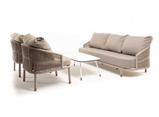 "Верона" лаунж-зона 5-местная плетеная из роупа (веревки), каркас алюминиевый белый, роуп бежевый в Ростове-на-Дону "Верона" лаунж-зона 5-местная плетеная из роупа (веревки), каркас алюминиевый белый, роуп бежевый в Ростове-на-Дону