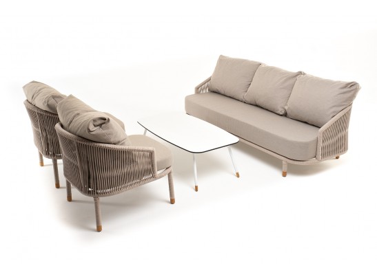 "Верона" лаунж-зона 5-местная плетеная из роупа (веревки), каркас алюминиевый белый, роуп бежевый в Ростове-на-Дону "Верона" лаунж-зона 5-местная плетеная из роупа (веревки), каркас алюминиевый белый, роуп бежевый в Ростове-на-Дону