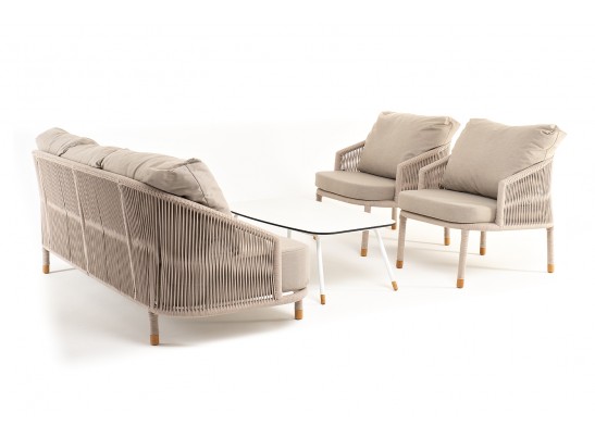 "Верона" лаунж-зона 5-местная плетеная из роупа (веревки), каркас алюминиевый белый, роуп бежевый в Ростове-на-Дону "Верона" лаунж-зона 5-местная плетеная из роупа (веревки), каркас алюминиевый белый, роуп бежевый в Ростове-на-Дону