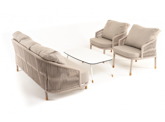 "Верона" лаунж-зона 5-местная плетеная из роупа (веревки), каркас алюминиевый белый, роуп бежевый в Ростове-на-Дону "Верона" лаунж-зона 5-местная плетеная из роупа (веревки), каркас алюминиевый белый, роуп бежевый в Ростове-на-Дону