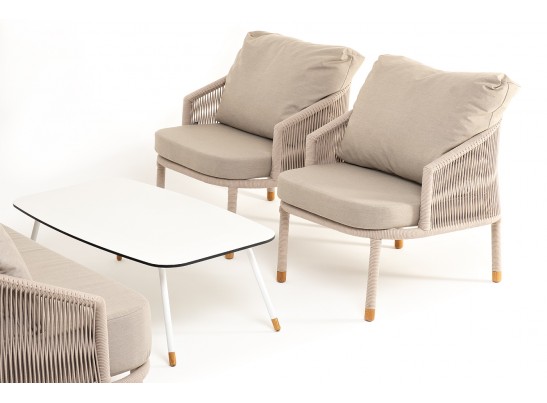 "Верона" лаунж-зона 5-местная плетеная из роупа (веревки), каркас алюминиевый белый, роуп бежевый в Ростове-на-Дону "Верона" лаунж-зона 5-местная плетеная из роупа (веревки), каркас алюминиевый белый, роуп бежевый в Ростове-на-Дону