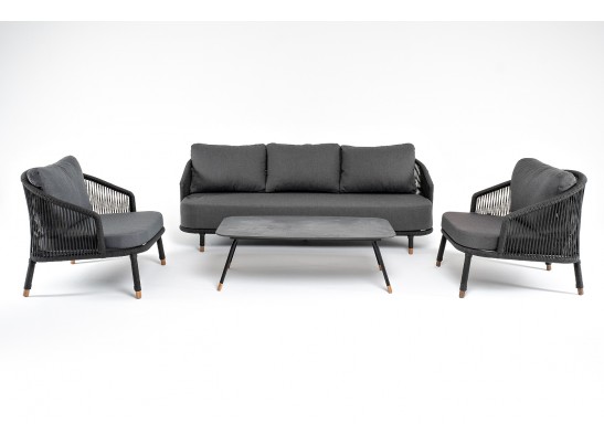 "Верона" лаунж-зона 5-местная плетеная из роупа (веревки), каркас алюминиевый темно-серый, роуп темно-серый в Ростове-на-Дону "Верона" лаунж-зона 5-местная плетеная из роупа (веревки), каркас алюминиевый темно-серый, роуп темно-серый в Ростове-на-Дону