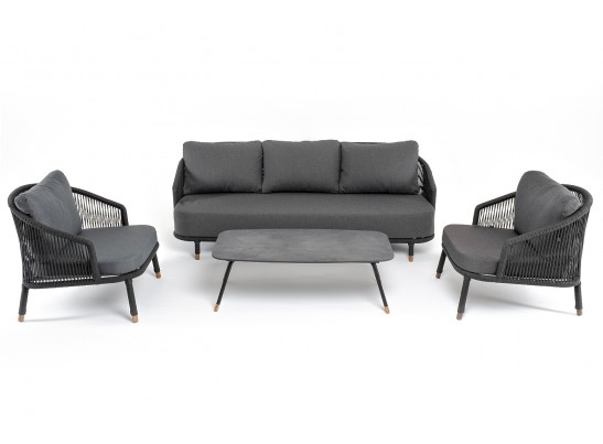 "Верона" лаунж-зона 5-местная плетеная из роупа (веревки), каркас алюминиевый темно-серый, роуп темно-серый в Ростове-на-Дону "Верона" лаунж-зона 5-местная плетеная из роупа (веревки), каркас алюминиевый темно-серый, роуп темно-серый в Ростове-на-Дону