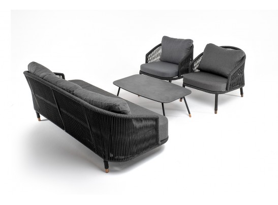 "Верона" лаунж-зона 5-местная плетеная из роупа (веревки), каркас алюминиевый темно-серый, роуп темно-серый в Ростове-на-Дону "Верона" лаунж-зона 5-местная плетеная из роупа (веревки), каркас алюминиевый темно-серый, роуп темно-серый в Ростове-на-Дону