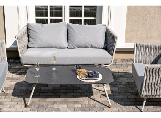 "Верона" журнальный стол из HPL 120х65, H40, каркас светло-серый (RAL 7035) муар, цвет столешницы "серый гранит" в Ростове-на-Дону