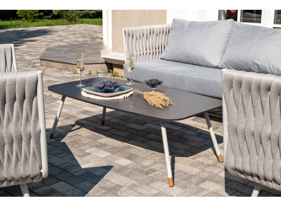 "Верона" журнальный стол из HPL 120х65, H40, каркас светло-серый (RAL 7035) муар, цвет столешницы "серый гранит" в Ростове-на-Дону