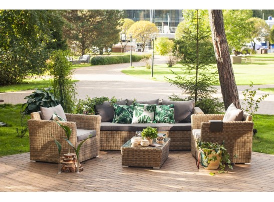 "Капучино" диван из искусственного ротанга трехместный, цвет соломенный в Ростове-на-Дону