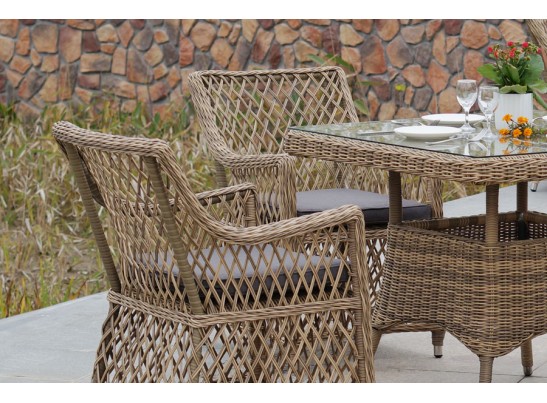 "Айриш" обеденная группа плетеная на 4 персоны, цвет соломенный в Ростове-на-Дону