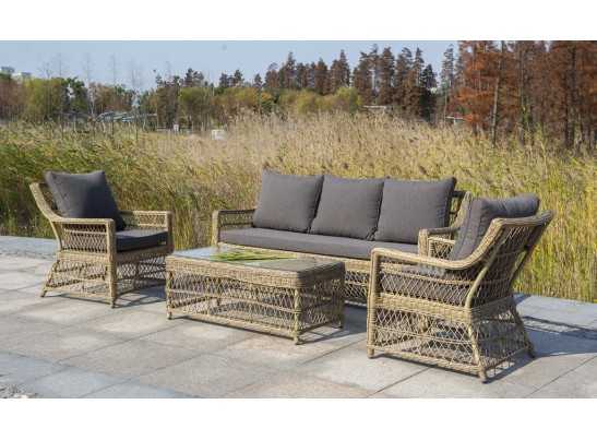 "Гранд Латте" лаунж-зона из искусственного ротанга, цвет соломенный в Ростове-на-Дону