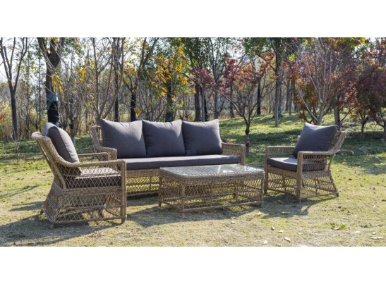 "Гранд Латте" диван трехместный из искусственного ротанга, цвет соломенный в Ростове-на-Дону