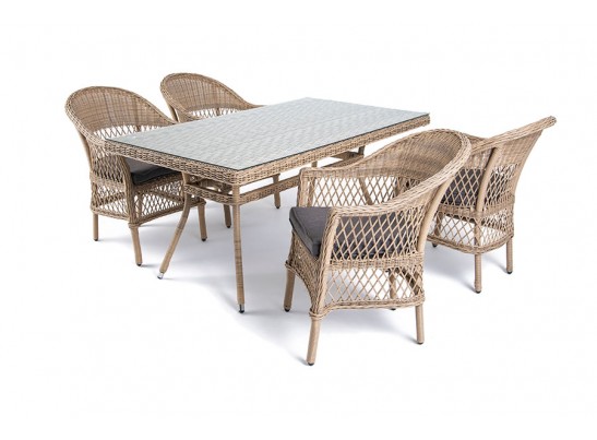 "Амароне" обеденная группа из искусственного ротанга на 4 персоны, цвет соломенный в Ростове-на-Дону