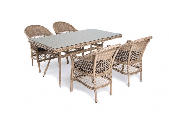 "Амароне" обеденная группа из искусственного ротанга на 4 персоны, цвет соломенный в Ростове-на-Дону