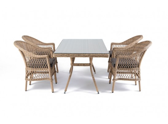 "Амароне" обеденная группа из искусственного ротанга на 4 персоны, цвет соломенный в Ростове-на-Дону