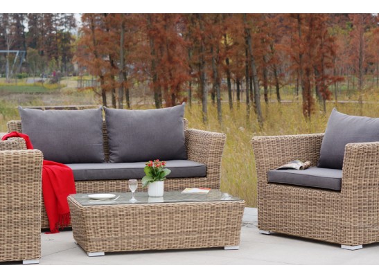 "Капучино Сингл" лаунж-зона из искусственного ротанга, цвет соломенный в Ростове-на-Дону