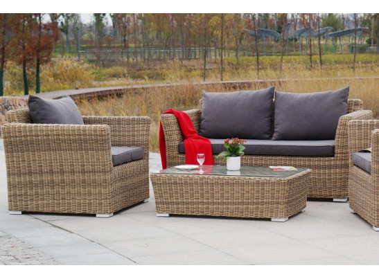 "Капучино Сингл" лаунж-зона из искусственного ротанга, цвет соломенный в Ростове-на-Дону