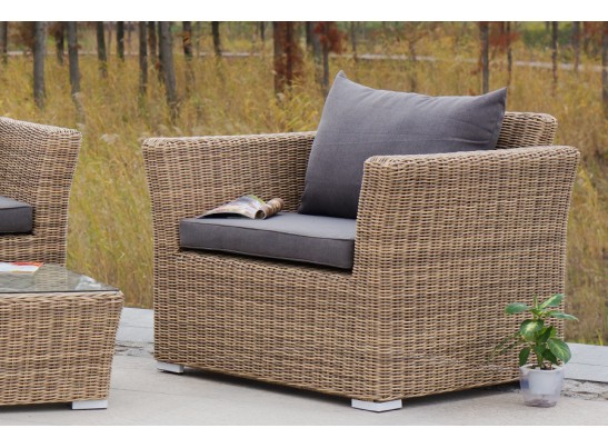 "Капучино Сингл" лаунж-зона из искусственного ротанга, цвет соломенный в Ростове-на-Дону