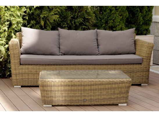 "Капучино" диван из искусственного ротанга трехместный, цвет соломенный в Ростове-на-Дону