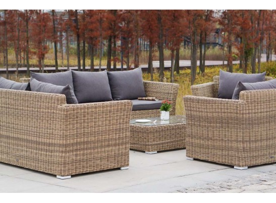 "Капучино Дабл" лаунж-зона из искусственного ротанга, цвет соломенный в Ростове-на-Дону