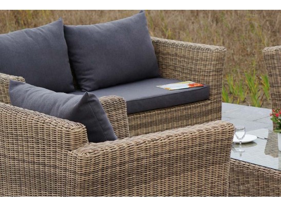 "Капучино Дабл" лаунж-зона из искусственного ротанга, цвет соломенный в Ростове-на-Дону