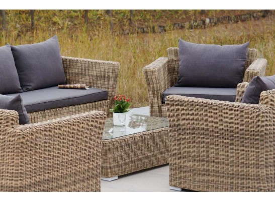 "Капучино Дабл" лаунж-зона из искусственного ротанга, цвет соломенный в Ростове-на-Дону