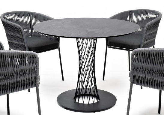 "Диего" обеденная группа на 4 персоны со стульями "Бордо" плетения колос, столешница "серый гранит" в Ростове-на-Дону