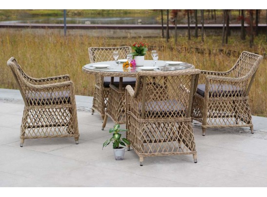 "Доппио" обеденная группа плетеная, цвет соломенный в Ростове-на-Дону