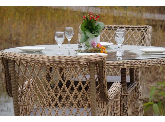 "Доппио" обеденная группа плетеная, цвет соломенный в Ростове-на-Дону