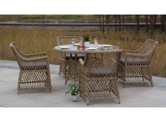 "Эспрессо" плетеный круглый стол, диаметр 118 см, цвет соломенный в Ростове-на-Дону