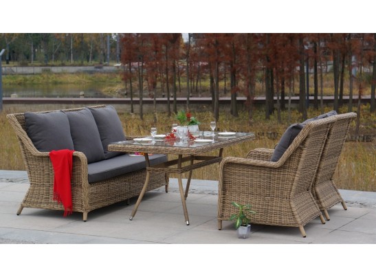 "Гляссе" диван трехместный из искусственного ротанга, цвет соломенный в Ростове-на-Дону