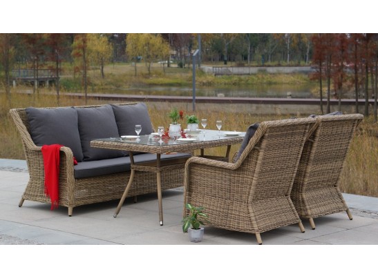 "Гляссе" диван трехместный из искусственного ротанга, цвет соломенный в Ростове-на-Дону