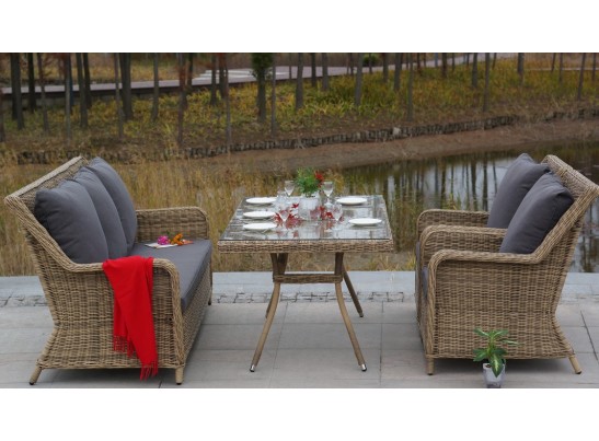 "Гляссе" диван трехместный из искусственного ротанга, цвет соломенный в Ростове-на-Дону