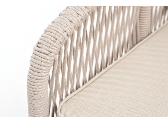 "Канны" диван 2-местный плетеный из роупа, основание дуб, роуп бежевый круглый, ткань бежевая 052 в Ростове-на-Дону