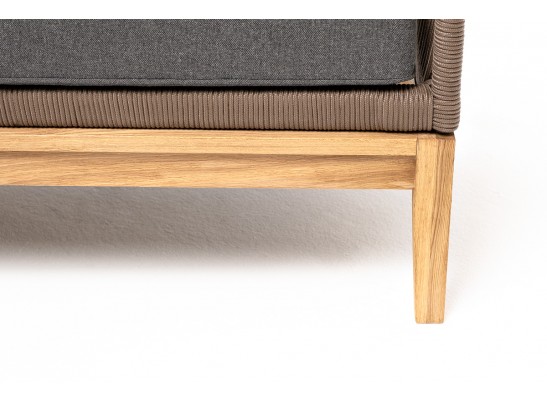 "Канны" диван 2-местный плетеный из роупа, основание дуб, роуп коричневый круглый, ткань темно-серая 027 в Ростове-на-Дону