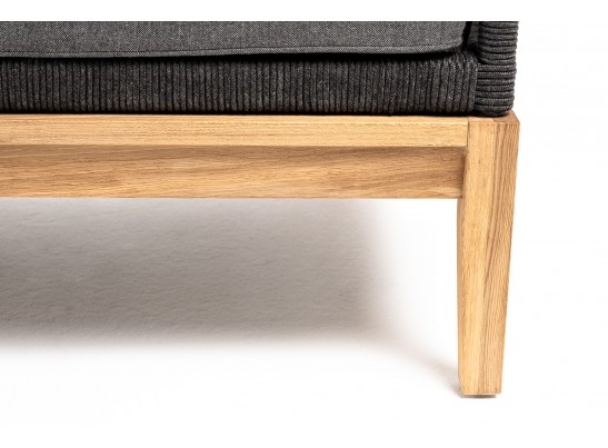 "Канны" диван 2-местный плетеный из роупа, основание дуб, роуп темно-серый круглый, ткань темно-серая 027 в Ростове-на-Дону