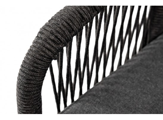 "Канны" диван 2-местный плетеный из роупа, основание дуб, роуп темно-серый круглый, ткань темно-серая 027 в Ростове-на-Дону