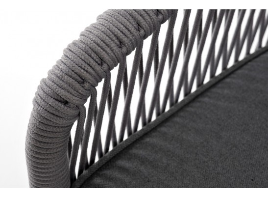 "Канны" диван 3-местный плетеный из роупа, каркас алюминий белый муар, роуп светло-серый круглый, ткань серая 017 в Ростове-на-Дону