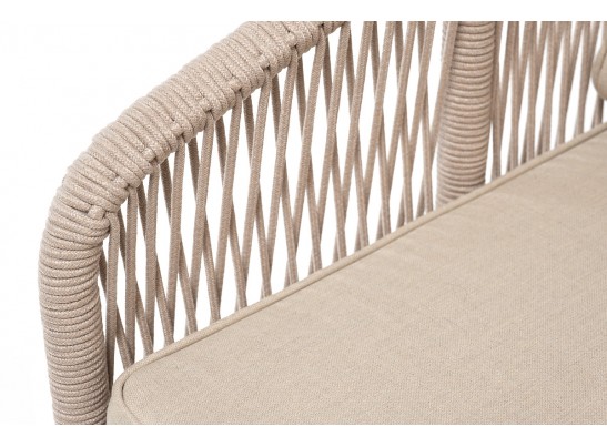 "Канны" кресло плетеное из роупа (веревки), каркас алюминий белый, роуп бежевый, ткань бежевая в Ростове-на-Дону