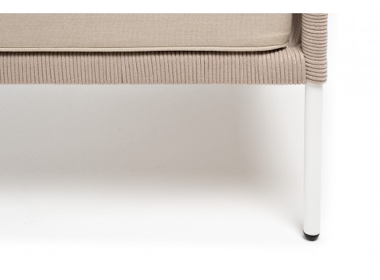 "Канны" кресло плетеное из роупа (веревки), каркас алюминий белый, роуп бежевый, ткань бежевая в Ростове-на-Дону