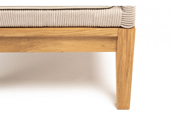 "Канны" кресло плетеное из роупа, основание дуб, роуп бежевый круглый, ткань бежевая 052 в Ростове-на-Дону