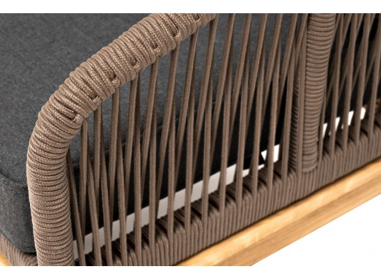 "Канны" кресло плетеное из роупа, основание дуб, роуп коричневый круглый, ткань темно-серая 027 в Ростове-на-Дону