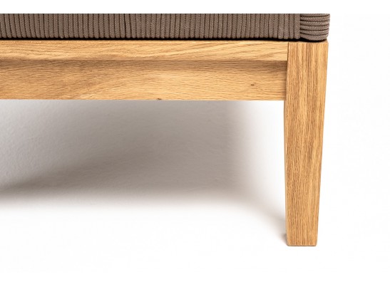 "Канны" кресло плетеное из роупа, основание дуб, роуп коричневый круглый, ткань темно-серая 027 в Ростове-на-Дону