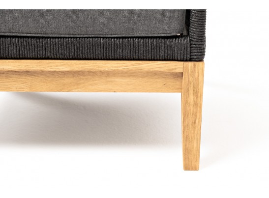 "Канны" кресло плетеное из роупа, основание дуб, роуп темно-серый круглый, ткань темно-серая 027 в Ростове-на-Дону